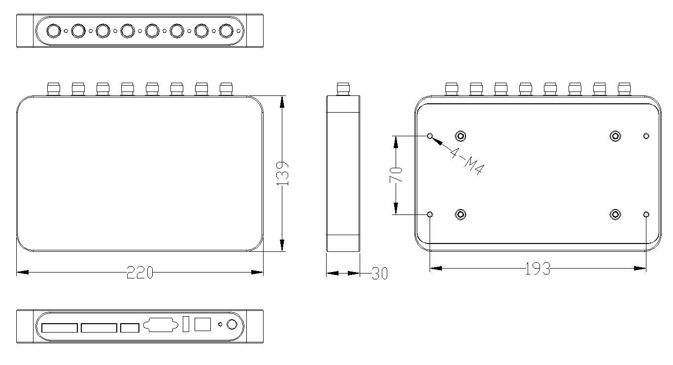 BRD-01八通道RFID讀寫器尺寸圖