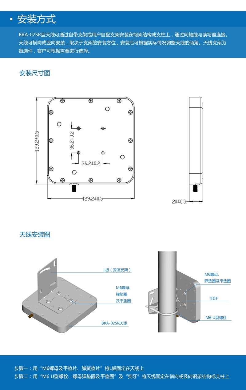 6dbic圓極化UHF天線 超高頻rfid天線系列 BRA-02SR